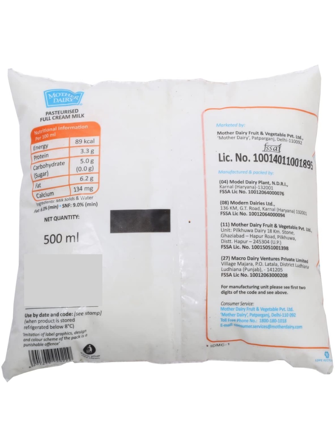 Buy Mother Dairy Full Cream Milk 500 ml Online in India. Low Price